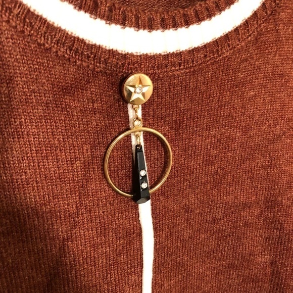 Tunic Sweater Dress Rust Brown White Stripe - Picture 6 of 8